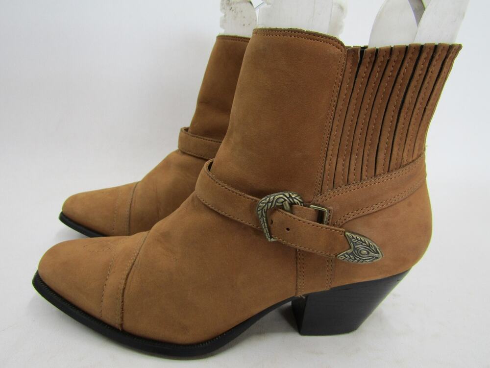 Dingo Womens 8 M Brown Leather Buckle Ankle Fashion Western Boots